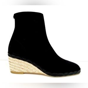 SALVATORE FERRAGAMO CANARIA CROSTA ESPADRILLE WEDGE SUEDE BOOTIES SIZE 10.5